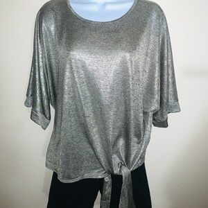 Kim & Cami Shiny Silver Blouse